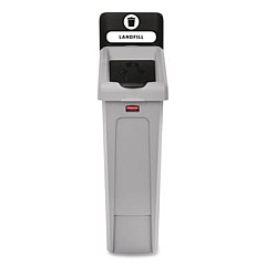 Rubbermaid Commercial Slim Jim Recycling Station Kit, 1-Stream Landfill, 23 gal, Plastic, Gray/Black (2185053)