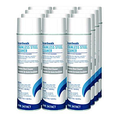 Boardwalk Stainless Steel Cleaner and Polish, Water-in-Oil Based, Lemon Scent, 18 oz Aerosol Spray, 12/Carton (347ACT)