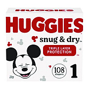Huggies Snug and Dry Diapers, Size 1, 8 lbs to 14 lbs, 128/Carton (56432)
