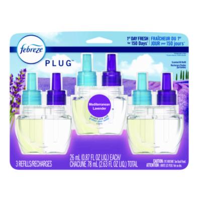 Febreze PLUG Air Freshener Refills, Mediterranean Lavender, 0.87 oz, 3/Pack (54367)