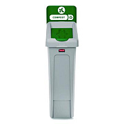 Rubbermaid Commercial Slim Jim Recycling Station Kit, 1-Stream Compost, 23 gal, Plastic, Green/Gray (2185051)