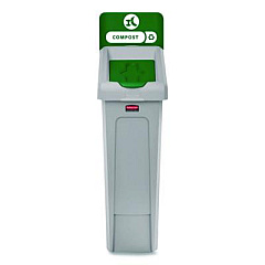 Rubbermaid Commercial Slim Jim Recycling Station Kit, 1-Stream Compost, 23 gal, Plastic, Green/Gray (2185051)