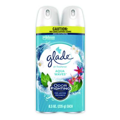 Glade Air Freshener, Aqua Waves Scent, 8.3 oz Aerosol Spray, 2/Pack (357471)