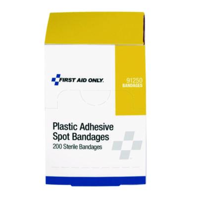 First Aid Only Plastic Spot Adhesive Bandages, 0.88" Dia, 200/Pack (91250020)