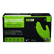 GloveWorks by AMMEX Heavy-Duty Industrial Nitrile Gloves, Powder-Free, Medium, 8 mil Thick, 9.5" Long, Green, 100/Box, 10 Boxes/Carton (GWGN44100CT)