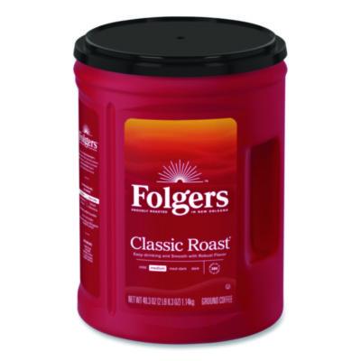 Folgers Classic Roast Ground Coffee, 40.3 oz Canister, 6/Carton (30419CT)