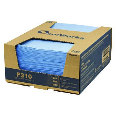 SaniWorks Deluxe Foodservice Wiper, 1-Ply, 13 x 21, Blue, 150/Carton (NF310QCBA)