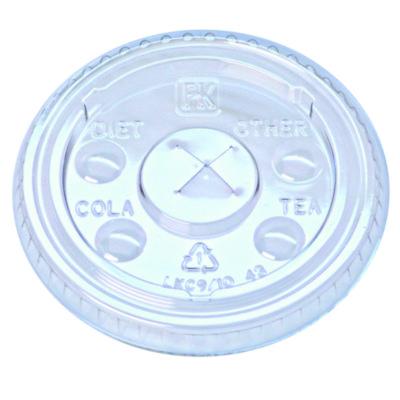 Fabri-Kal Kal-Clear/Nexclear Drink Cup Lids, X-Style Straw Slot/Flavor Buttons, Fits 9 oz to 10 oz Cold Cups, Plastic, Clear, 2,500/CT (LKC910)