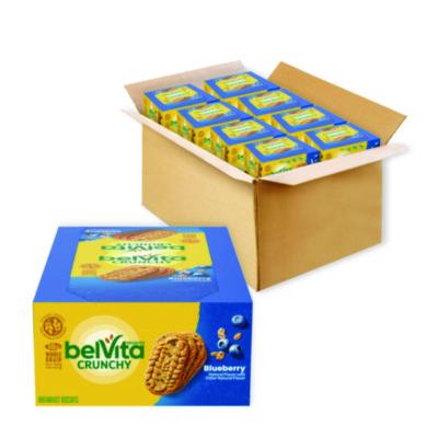 Nabisco belVita Breakfast Biscuits, 1.76 oz Pack, Blueberry, 8 Packs/Box, 8 Boxes/Carton (02908)