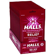 HALLS Triple Action Cough Drops, Cherry, 30/Bag, 12 Bags/Box (27499)