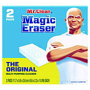 Mr. Clean Magic Eraser, 4.6 x 2.3, 1" Thick, White, 2/Pack, 12 Packs/Carton (43515)