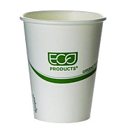 Eco-Products GreenStripe Renewable and Compostable Hot Cups, 8 oz, Paper, White/Green, 50/Pack, 20 Packs/Carton (EPBHC8GS)
