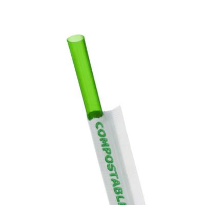 Eco-Products Wrapped Straw, 7.75", Plastic, Green, 9,600/Carton (EPST772)
