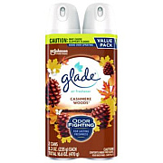 Glade Air Freshener, Cashmere Woods Scent, 8.3 oz Aerosol Can, 2/Pack (377361PK)