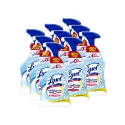 LYSOL Brand Multi-Purpose Hydrogen Peroxide Cleaner, Citrus Sparkle Zest, 32 oz Trigger Spray Bottle, 9/Carton (89289CT)