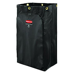 Zippered Vinyl Cleaning Cart Bag for Rubbermaid Commercial FG6173-88, 24 gal, 6.5" x 9.13" x 17.25", Black, 4/Carton (1966720)