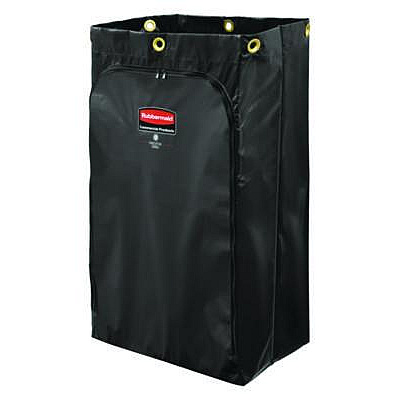 Zippered Vinyl Cleaning Cart Bag for Rubbermaid Commercial FG6173-88, 24 gal, 6.5" x 9.13" x 17.25", Black, 4/Carton (1966720)