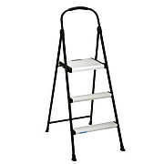 COSCO 3-Step Stepstool, 250 lb, 28.75" Tall, 28.35" Spread, Black/Silver (11425ABK1E)