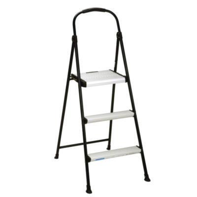 COSCO 3-Step Stepstool, 250 lb, 28.75" Tall, 28.35" Spread, Black/Silver (11425ABK1E)