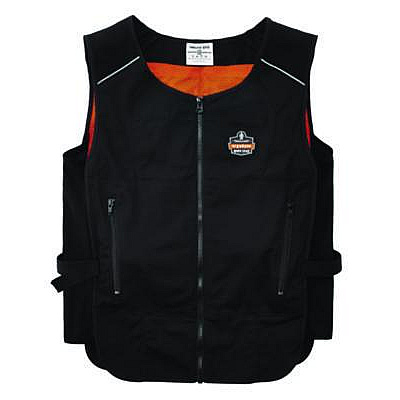 ergodyne Chill-Its 6255 Lightweight Phase Change Cooling Vest, Cotton/Polyester, 2X-Large/3X-Large, Black (12124)