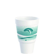 Dart J Cup Insulated Foam Pedestal Cups, 32 oz, White/Teal, 25/Sleeve, 20 Sleeves/Carton (32AJ32H)