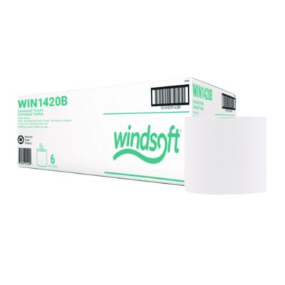 Windsoft Center-Flow Perforated Paper Towel Roll, 7.3 x 15, White, 6 Rolls/Carton (1420B)