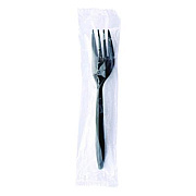 Boardwalk Mediumweight Wrapped Polypropylene Cutlery, Fork, Plastic, Black, 1,000/Carton (FORKBLPPIW)
