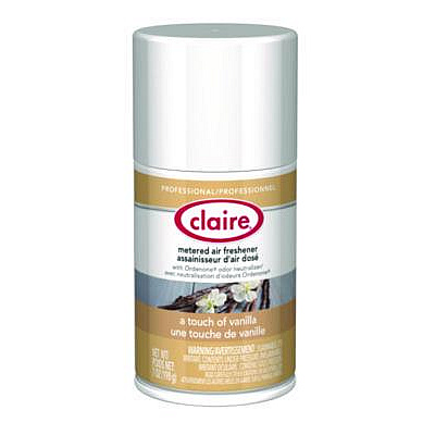 Claire Metered Air Freshener, Vanilla Scent, 7 oz Aerosol Spary, 12/Carton (108)