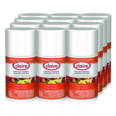 Claire Metered Air Freshener, Mango, 7 oz Aerosol Spray, 12/Carton (116)