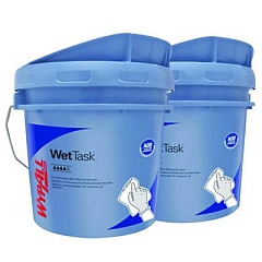WypAll WetTask Customizable Wet Wiping System, 3.5 gal, Blue, 2/Carton (09361)