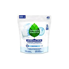 Seventh Generation Natural Laundry Detergent Packs, Powder, Unscented, 45 Packets/Pack (22977)