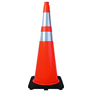 Tatco Traffic Cone, 14.5 x 1 x 36, Orange/Silver (25960)