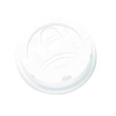 Dome Drink-Thru Lids, Fits 10 oz to 20 oz Dixie Hot Cups, Plastic, White, 100/Pack (D9542PK)