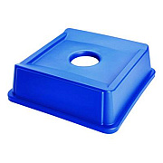 Rubbermaid Commercial Untouchable Bottle and Can Recycling Top, Round Opening,  20.13w x 20.13d x 6.25h, Blue (2791BLU)
