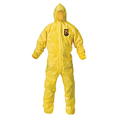 KleenGuard A70 Chemical Spray Protection Coveralls, Elastic Wrists, Ankles, Hood, 2X-Large, Yellow, 12/Carton (09815)