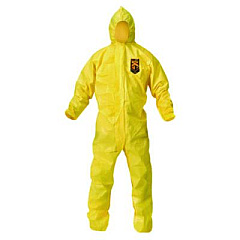 KleenGuard A70 Chemical Spray Protection Coveralls, Elastic Wrists, Ankles, Hood, 3X-Large, Yellow, 12/Carton (09816)
