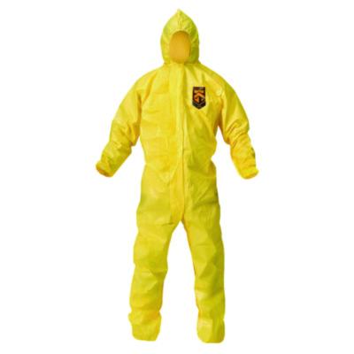 KleenGuard A70 Chemical Spray Protection Coveralls, Elastic Wrists, Ankles, Hood, 3X-Large, Yellow, 12/Carton (09816)