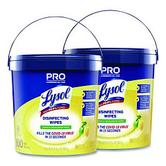 LYSOL Brand Professional Disinfecting Wipe Bucket, 1-Ply, 6 x 8, Lemon and Lime Blossom, White, 800 Wipes/Bucket, 2 Buckets/Carton (99856CT)