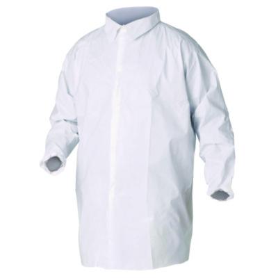 KleenGuard A40 Liquid and Particle Protection Lab Coats, Elastic Wrists, 3X-Large, White, 30/Carton (44446)