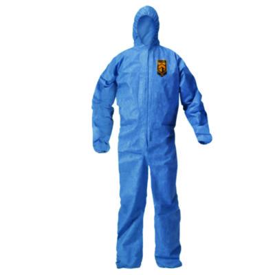 KleenGuard A20 Breathable Particle Protection Coveralls, Zip Front, Hood, Elastic Back, Wrists, Ankles, 2X-Large, Blue, 24/Carton (58515)