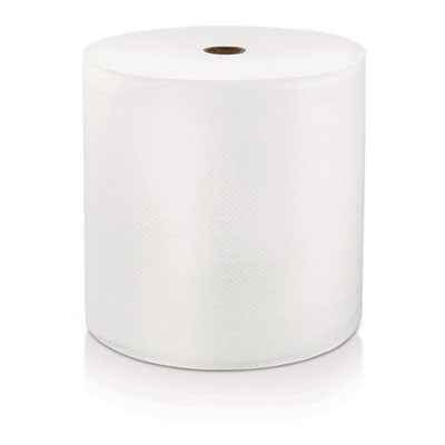 LoCor Hard Wound Roll Towel, 1-Ply, 7" x 800 ft, White, 6 Rolls/Carton (46897)