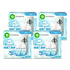 Air Wick Freshmatic Ultra Automatic Starter Kit, Gadget/(2) 5.89 oz Fresh Linen Refills/AA Battery, 4 Kits/Carton (01918CT)