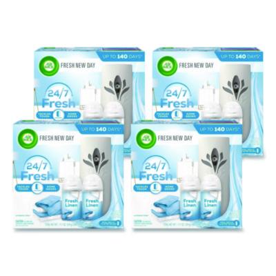 Air Wick Freshmatic Ultra Automatic Starter Kit, Gadget/(2) 5.89 oz Fresh Linen Refills/AA Battery, 4 Kits/Carton (01918CT)