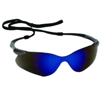KleenGuard Nemesis Safety Glasses, Gunmetal Half Frame, Blue Dual Lens (20471)