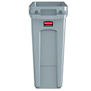 Rubbermaid Commercial Slim Jim Waste Container with Handles, 16 gal, Plastic, Light Gray (1971258)