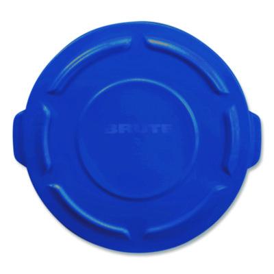 Rubbermaid Commercial BRUTE Self-Draining Flat Top Lid for 55 gal Round Brute Containers, 26.75" Diameter, Blue, 3/Carton (1779733CT)