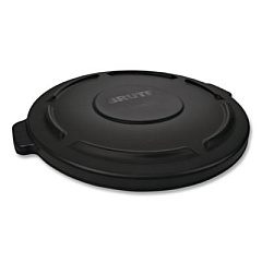 Rubbermaid Commercial BRUTE Self-Draining Flat Top Lids for 32 gal Round BRUTE Containers, 22.25" dia x 1.63"h, Black (1867532CT)