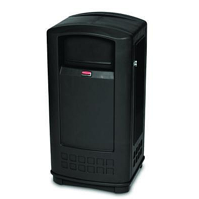 Rubbermaid Commercial Plaza Jr. Container, 35 gal, Plastic, Black (9P90BLA)