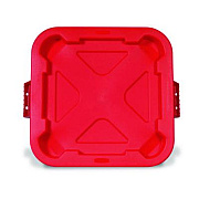 Rubbermaid Commercial Square BRUTE Lid, 21.88w x 21.88d x 2.13h, Red, 6/Carton (FG352900RED)