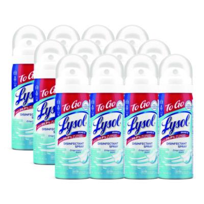 LYSOL Brand Disinfectant Spray To Go, Crisp Linen Scent, 1.5 oz Aerosol Spray, 12/Carton (99923CT)